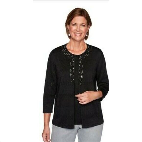 Alfred Dunner Black Layered Sweater Size Medium NWT - Picture 2 of 9